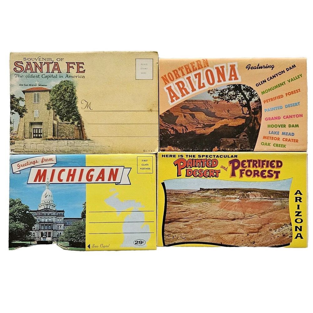 Vintage Postcard Folders Folios Arizona, Michigan, New Mexico, Petrified Forest‎